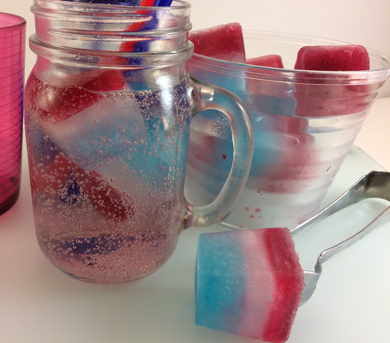 red white blue ice